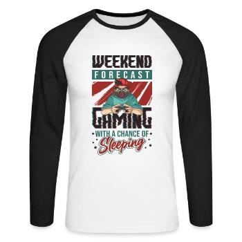 Weekend prediction gaming with a chance. - Unisex Long Sleeve Baseball T-Shirt - white/black - Front - Nik (191cm)