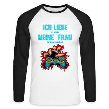 I love it when my wife lets me gamble - Unisex Long Sleeve Baseball T-Shirt - white/black - Front - Nik (191cm)