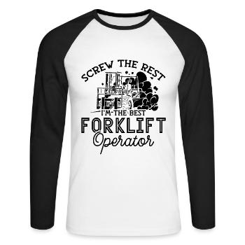 Forklift Driver Forklift Forklift Gift Idea - Unisex Long Sleeve Baseball T-Shirt - white/black - Front - Nik (191cm)