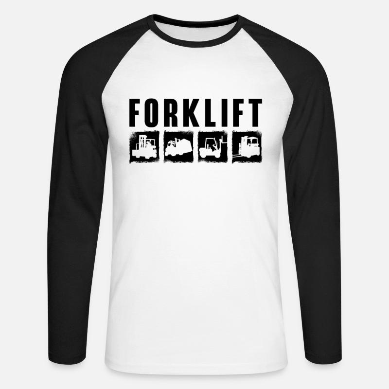 Staplerfahrer Stapler Gabelstapler Geschenkidee - Unisex Baseballshirt langarm - Weiß/Schwarz