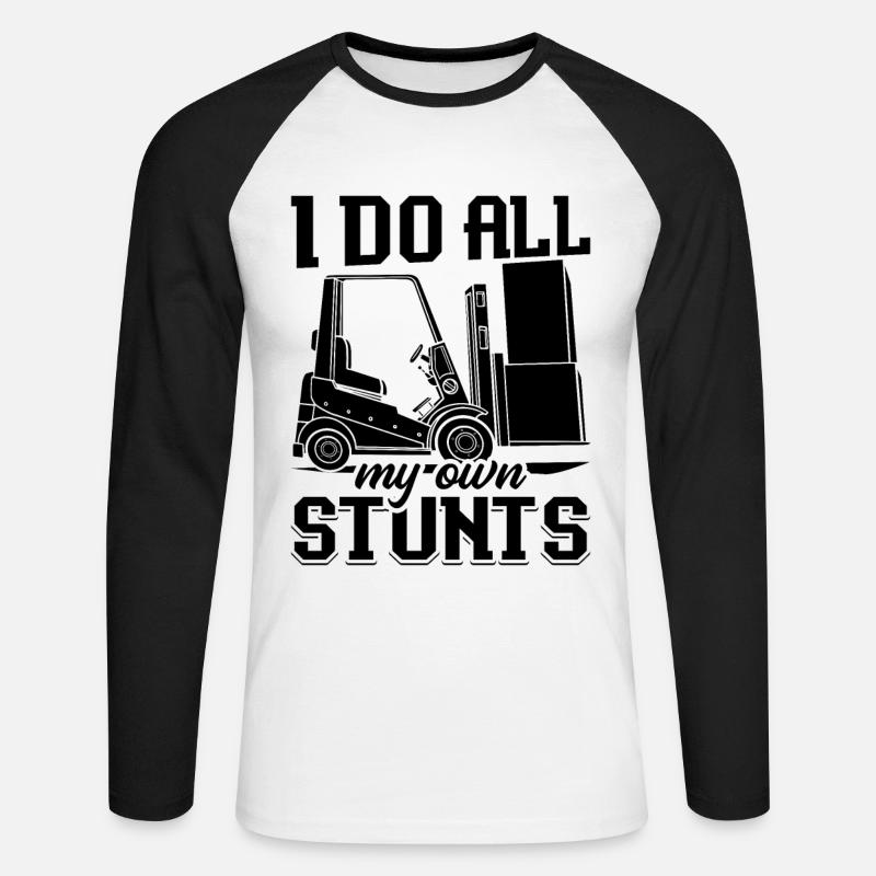 Staplerfahrer Lager Gabelstapler Geschenkidee - Unisex Baseballshirt langarm - Weiß/Schwarz