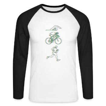 Triathlon Trippy Hamsa - Unisex Long Sleeve Baseball T-Shirt - white/black - Front - Nik (191cm)