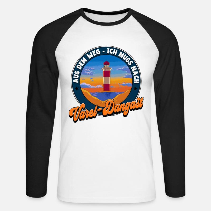 Varel-Dangast - Unisex Baseballshirt langarm - Weiß/Schwarz