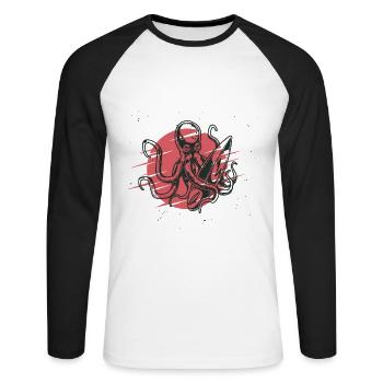 Surfen - Unisex Baseballshirt langarm - Weiß/Schwarz - Vorne - Nik (191cm)