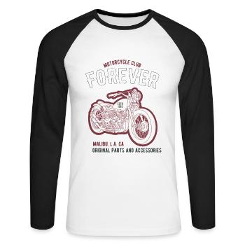 Bikers, motorcyclists - Unisex Long Sleeve Baseball T-Shirt - white/black - Front - Nik (191cm)
