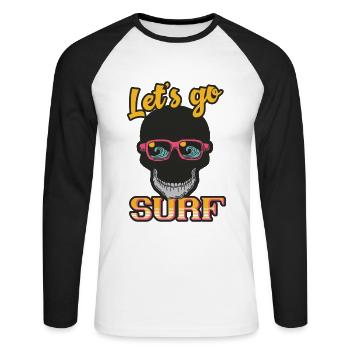 Surfen - Unisex Baseballshirt langarm - Weiß/Schwarz - Vorne - Nik (191cm)