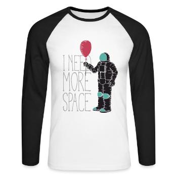 J’ai besoin de plus d’espace - T-shirt baseball manches longues Homme - blanc/noir - Devant - Nik (191cm)