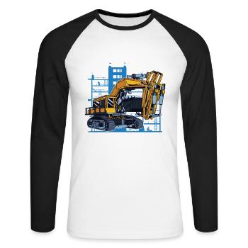 C’est ainsi que je roule pour les conducteurs d’excavatrices - T-shirt baseball manches longues Homme - blanc/noir - Devant - Nik (191cm)