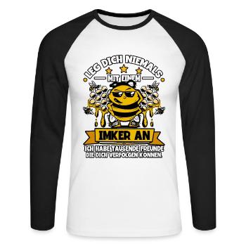 Bienenzüchter Imker - Unisex Baseballshirt langarm - Weiß/Schwarz - Vorne - Nik (191cm)