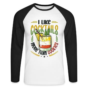 Like Cocktails More Than Cookies Christmas In July - Unisex Long Sleeve Baseball T-Shirt - white/black - Front - Nik (191cm)