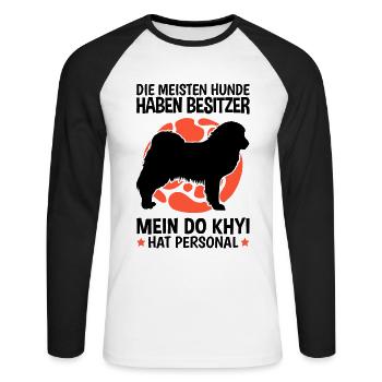Mein Do Khyi hat Personal Tibetdogge - Unisex Baseballshirt langarm - Weiß/Schwarz - Vorne - Nik (191cm)