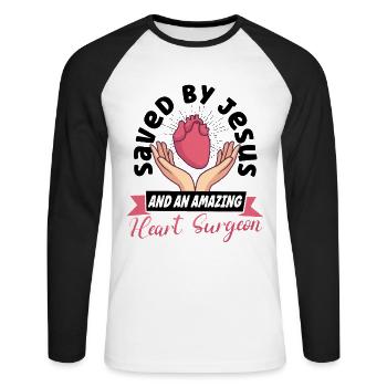Open Heart Surgery Heart Surgery Survivor - Unisex Long Sleeve Baseball T-Shirt - white/black - Front - Nik (191cm)