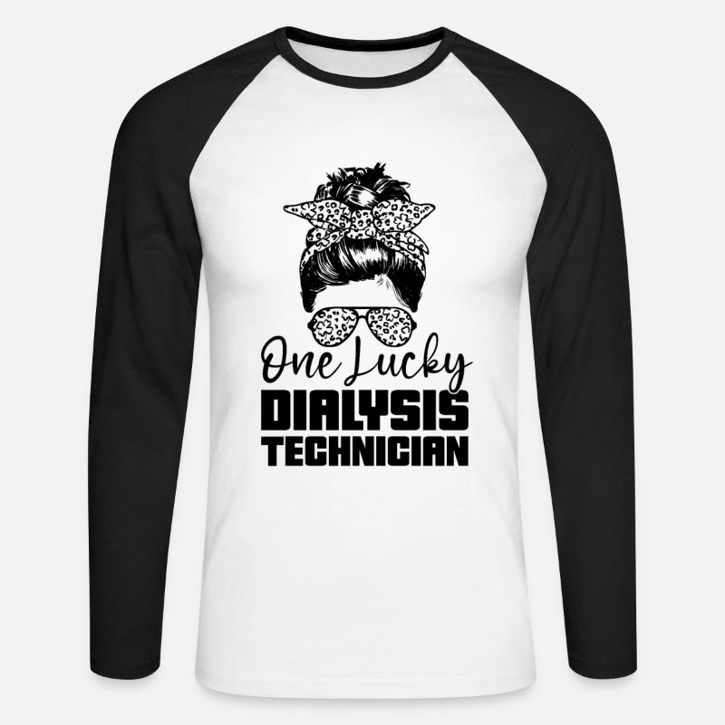 Dialysetechniker Nephrologie Dialyse Geschenkidee - Unisex Baseballshirt langarm - Weiß/Schwarz