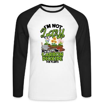 I'm Not Lazy I'm Creating Carbon Dioxide for - Unisex Long Sleeve Baseball T-Shirt - white/black - Front - Nik (191cm)