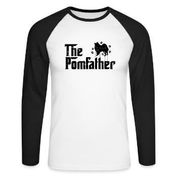 The Pomfather - pomeranian puppy - Unisex Long Sleeve Baseball T-Shirt - white/black - Front - Nik (191cm)