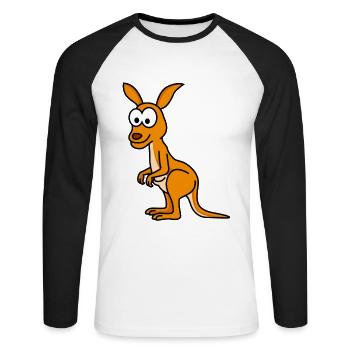 Kangaroo Comic - Unisex Baseballshirt langarm - Weiß/Schwarz - Vorne - Nik (191cm)