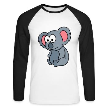 Koala Comic Tier - Unisex Baseballshirt langarm - Weiß/Schwarz - Vorne - Nik (191cm)