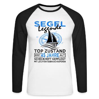 Segel Legende 45 Jahre - Segeln - Segelboot - Unisex Baseballshirt langarm - Weiß/Schwarz - Vorne - Nik (191cm)