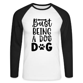 Beware of the wobbly popos - Unisex Long Sleeve Baseball T-Shirt - white/black - Front - Nik (191cm)