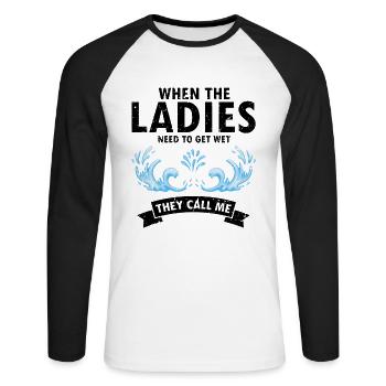 Pool Guy Design for PoolBoy and Pool Cleaner - Unisex Long Sleeve Baseball T-Shirt - white/black - Front - Nik (191cm)