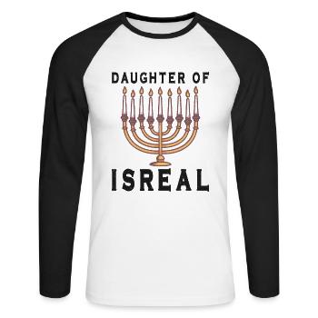 Juif israélite Héritage israélite Juif Israël Juif - T-shirt baseball manches longues Homme - blanc/noir - Devant - Nik (191cm)