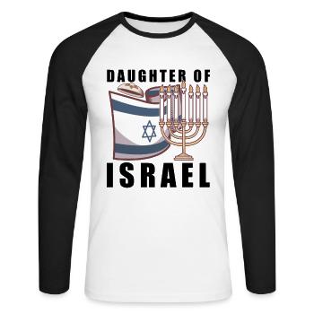 Juif israélite Héritage israélite Juif Israël Juif - T-shirt baseball manches longues Homme - blanc/noir - Devant - Nik (191cm)