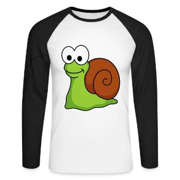 Snail Comic Animal - Unisex Long Sleeve Baseball T-Shirt - white/black - Front - Nik (191cm)