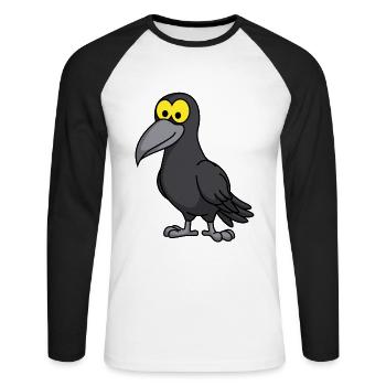 Corbeau Comic Animal - T-shirt baseball manches longues Homme - blanc/noir - Devant - Nik (191cm)