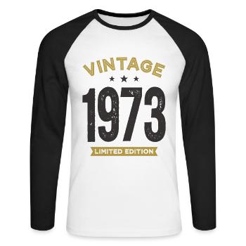 Vintage 1973 - 49ème anniversaire Retro Classic - T-shirt baseball manches longues Homme - blanc/noir - Devant - Nik (191cm)