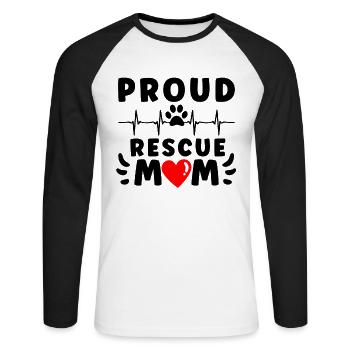 DOG RESCUE ANIMAL RIGHTS RESCUE DOG ADOPTION - Unisex Baseballshirt langarm - Weiß/Schwarz - Vorne - Nik (191cm)