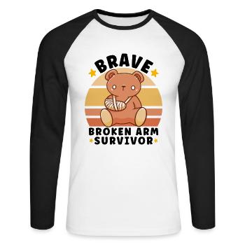 Broken Hand Broken Arm Broken Bones Funny Broken - Unisex Baseballshirt langarm - Weiß/Schwarz - Vorne - Nik (191cm)