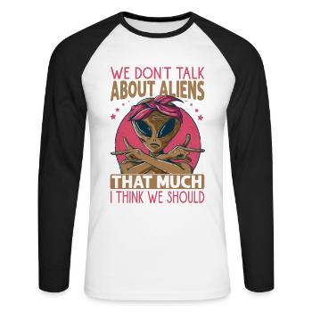 Nous ne parlons pas beaucoup d’extraterrestres, je pense que nous avons sh - T-shirt baseball manches longues Homme - blanc/noir - Devant - Nik (191cm)