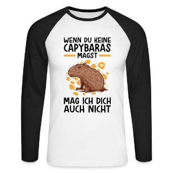 Capybaras nicht mögen Wasserschwein Capybara - Unisex Baseballshirt langarm - Weiß/Schwarz - Vorne - Nik (191cm)