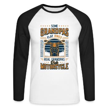 Einige Opas spielen Bingo richtige fahren Motorrad - Unisex Baseballshirt langarm - Weiß/Schwarz - Vorne - Nik (191cm)