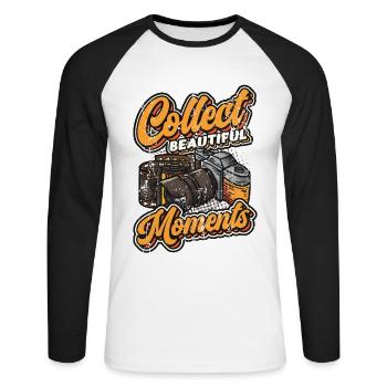 Collect Beautiful Moments Love Photography - Unisex Long Sleeve Baseball T-Shirt - white/black - Front - Nik (191cm)