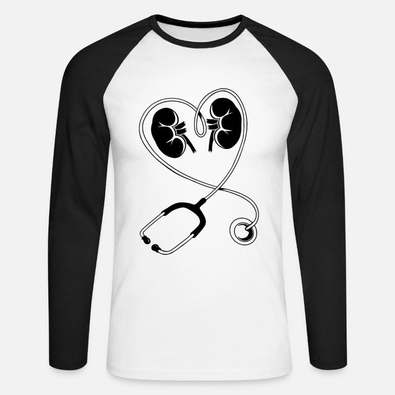 Dialysetechniker Herz Nephrologie Coole Geschenk - Unisex Baseballshirt langarm - Weiß/Schwarz