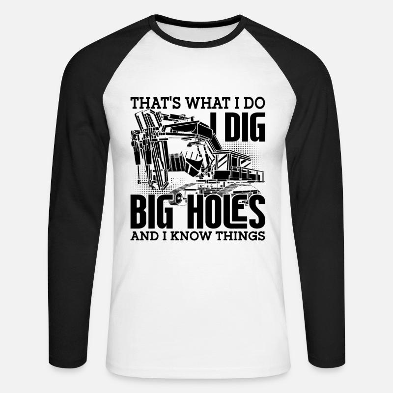 Bagger Bauarbeiter Baggerfahrer Geschenkidee - Unisex Baseballshirt langarm - Weiß/Schwarz
