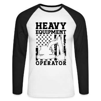 Bagger Baggerfahrer Bauarbeiter Geschenkidee - Unisex Baseballshirt langarm - Weiß/Schwarz - Vorne - Nik (191cm)