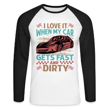 I Love It When My Car Gets Fast And Dirty - Racing - Unisex Long Sleeve Baseball T-Shirt - white/black - Front - Nik (191cm)