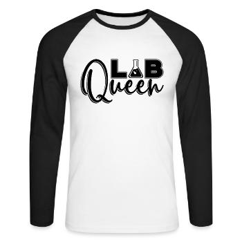 Labortechniker Lab Queen Wissenschaft Geschenkidee - Unisex Baseballshirt langarm - Weiß/Schwarz - Vorne - Nik (191cm)