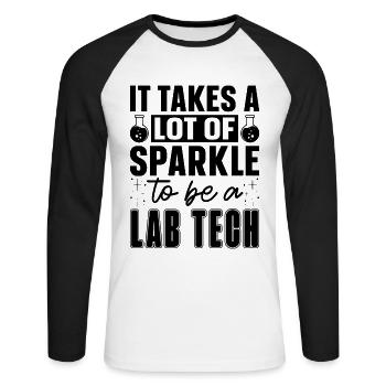 Technicien de laboratoire Science Profession Idée cadeau - T-shirt baseball manches longues Homme - blanc/noir - Devant - Nik (191cm)