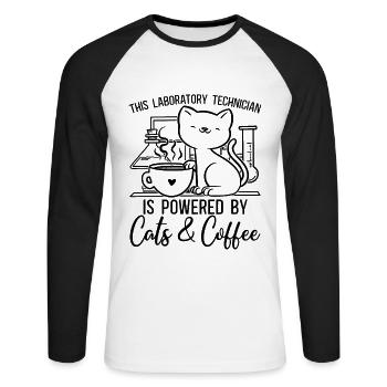Laboratory Technician Cat Profession Coffee Gift Idea - Unisex Long Sleeve Baseball T-Shirt - white/black - Front - Nik (191cm)
