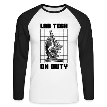 Laboratory Technician Science Lab Tech Gift Idea - Unisex Long Sleeve Baseball T-Shirt - white/black - Front - Nik (191cm)