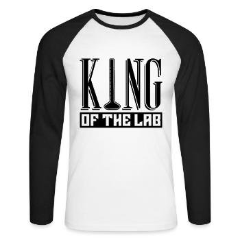 Laboratory Technician Lab King Science Gift Idea - Unisex Long Sleeve Baseball T-Shirt - white/black - Front - Nik (191cm)
