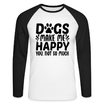 Les chiens me rendent heureux - T-shirt baseball manches longues Homme - blanc/noir - Devant - Nik (191cm)