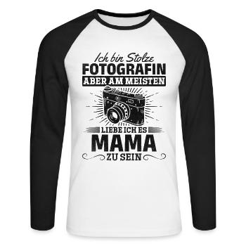 Fotografie Stolzer Fotograf Vor allem liebe ich - Unisex Baseballshirt langarm - Weiß/Schwarz - Vorne - Nik (191cm)