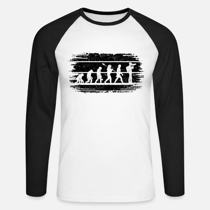 Fotografie Evolution Fotografie Evolutionsfotograf - Unisex Baseballshirt langarm - Weiß/Schwarz