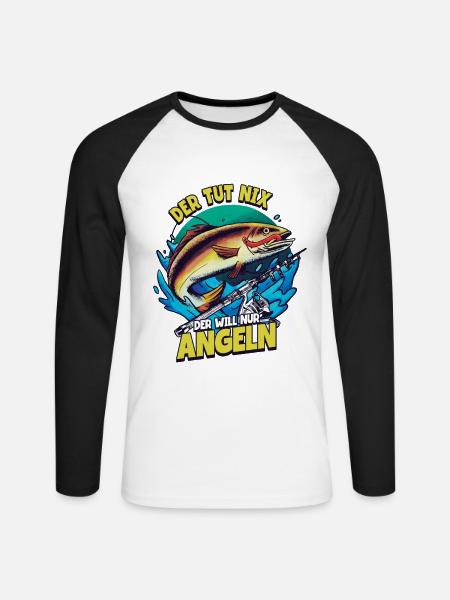 Angeln Angler - Unisex Baseballshirt langarm - Weiß/Schwarz