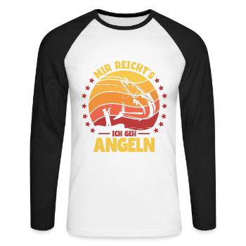 Angler Mir Reichts Ich Geh Angeln - Unisex Baseballshirt langarm - Weiß/Schwarz - Vorne - Nik (191cm)
