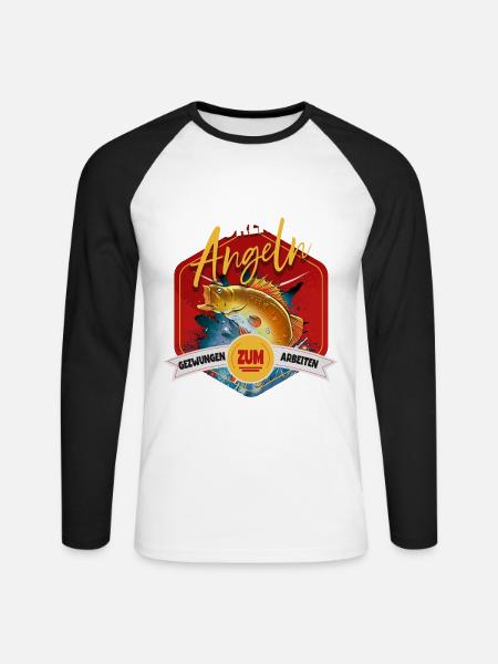 Angeln Angler - Unisex Baseballshirt langarm - Weiß/Schwarz